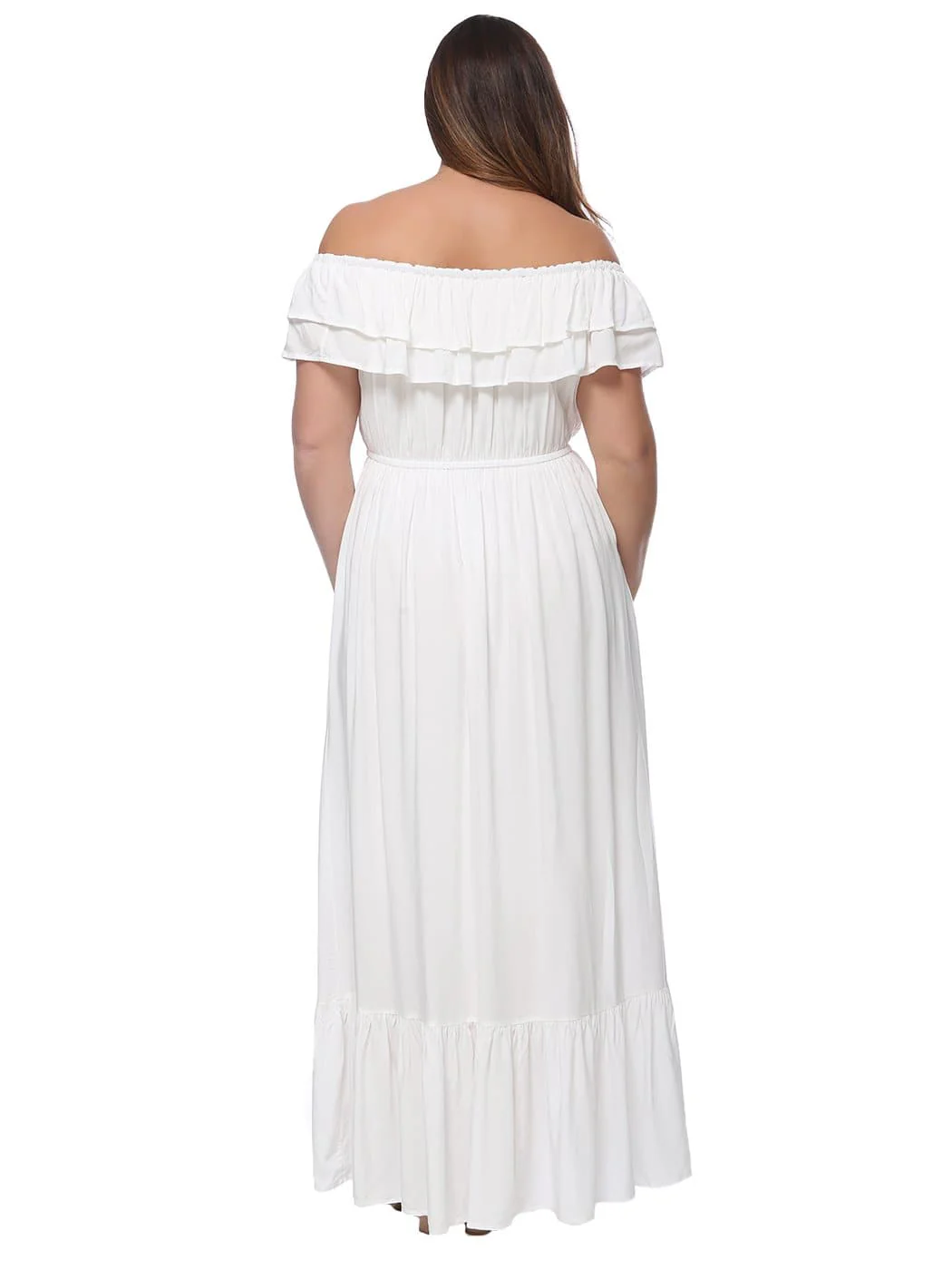 Plus Size Off Shoulder Ruffle Empire Maxi Dress - Image 2