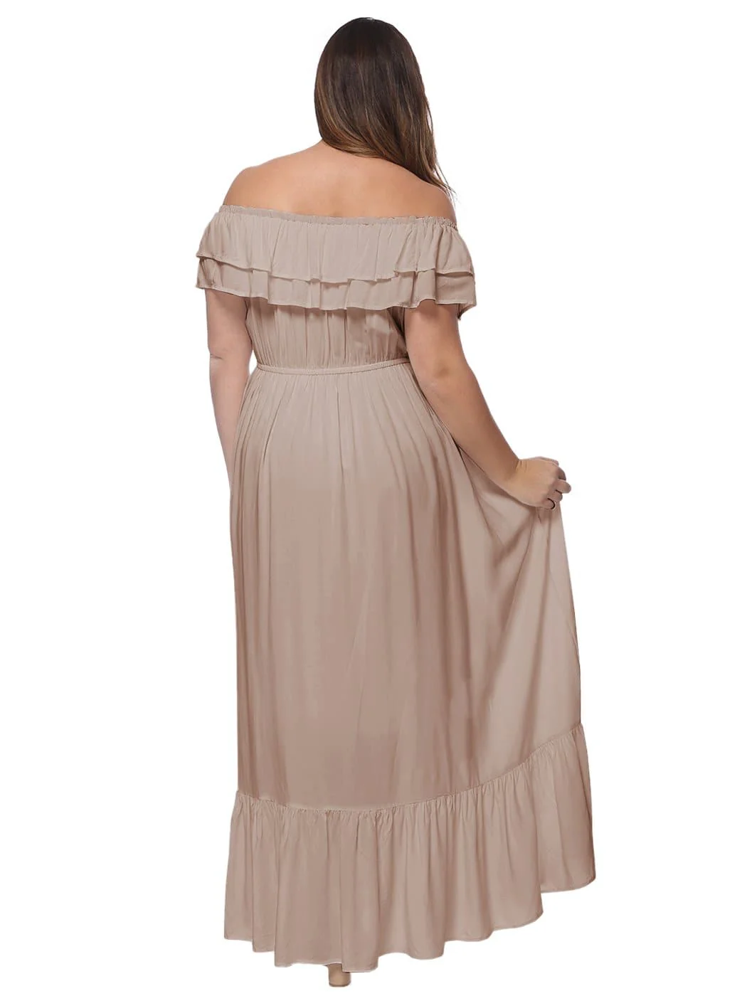 Plus Size Off Shoulder Ruffle Empire Maxi Dress - Image 30
