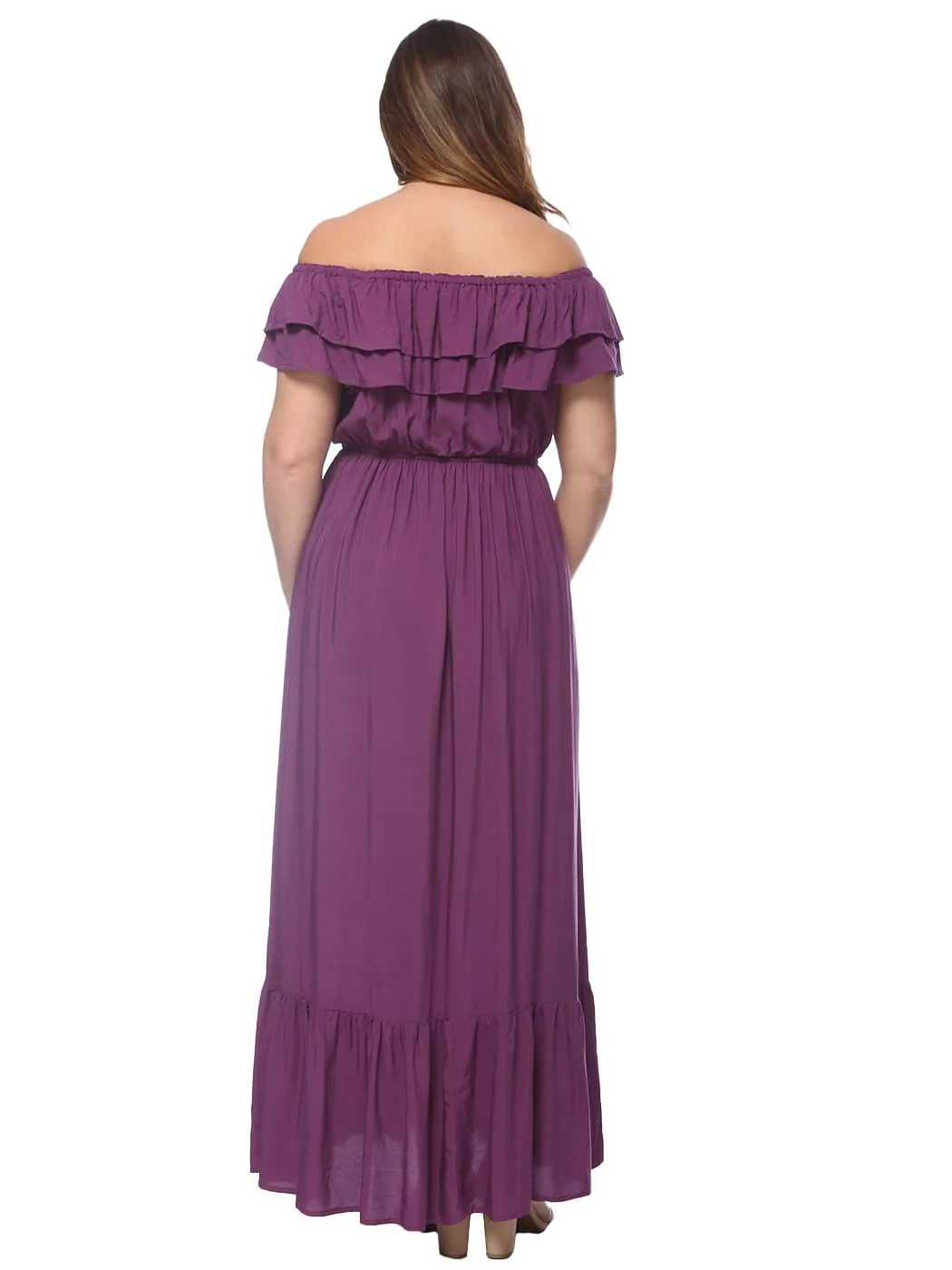 Plus Size Off Shoulder Ruffle Empire Maxi Dress - Image 8
