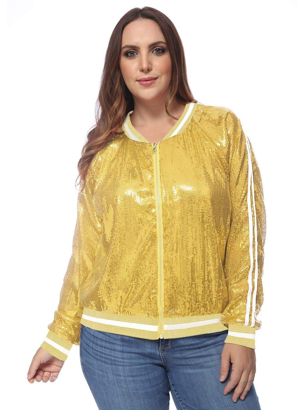 Plus Size Sequin Bomber Jacket - Image 20