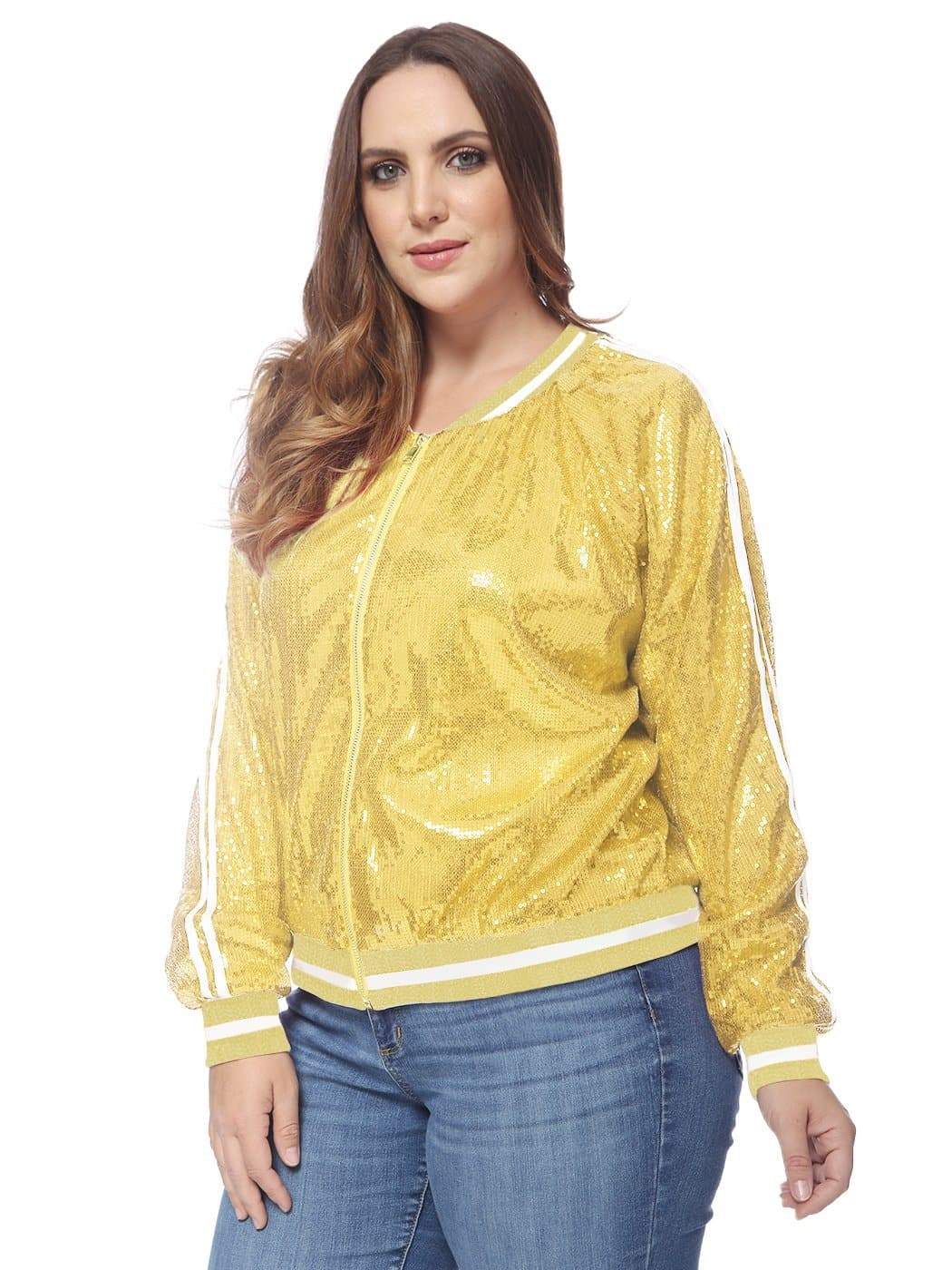 Plus Size Sequin Bomber Jacket - Image 22