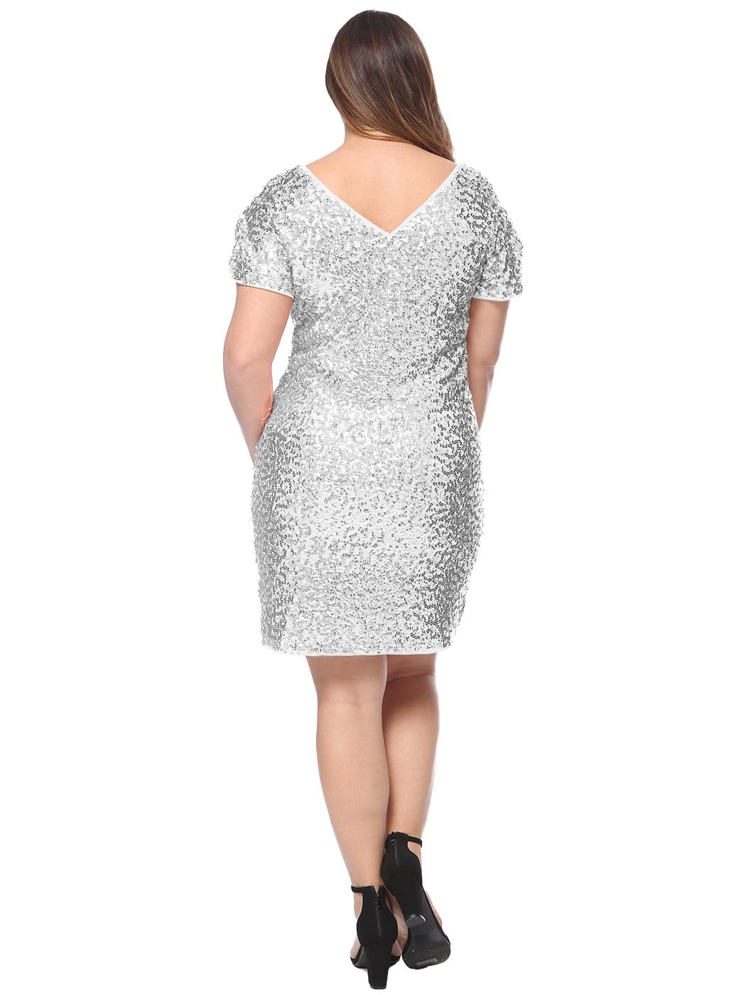 Plus Size Sequin Ruched Sleeve Cocktail Dress - Image 21