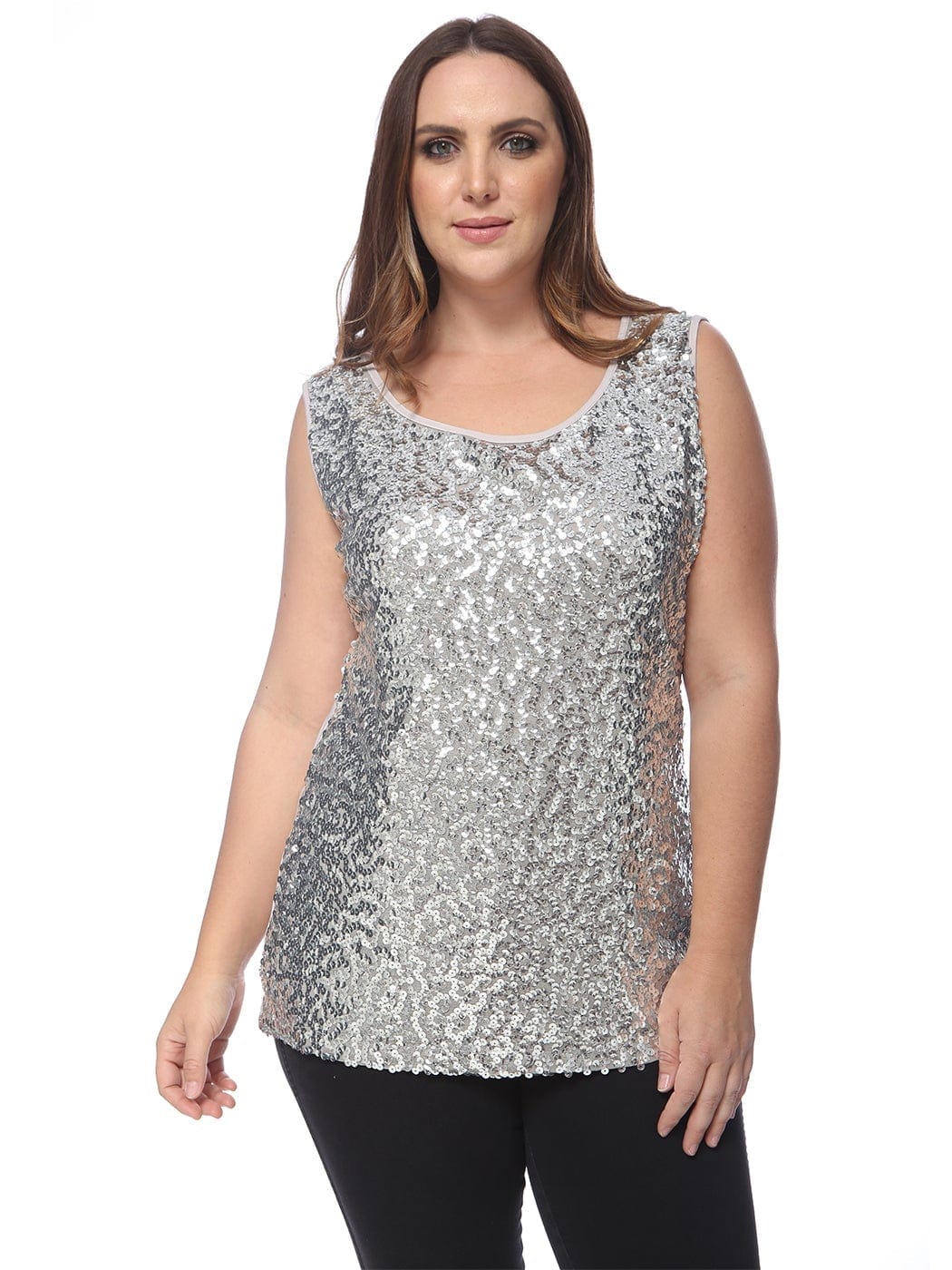 Plus Size Sleeveless Sequin Tank Top - Image 29