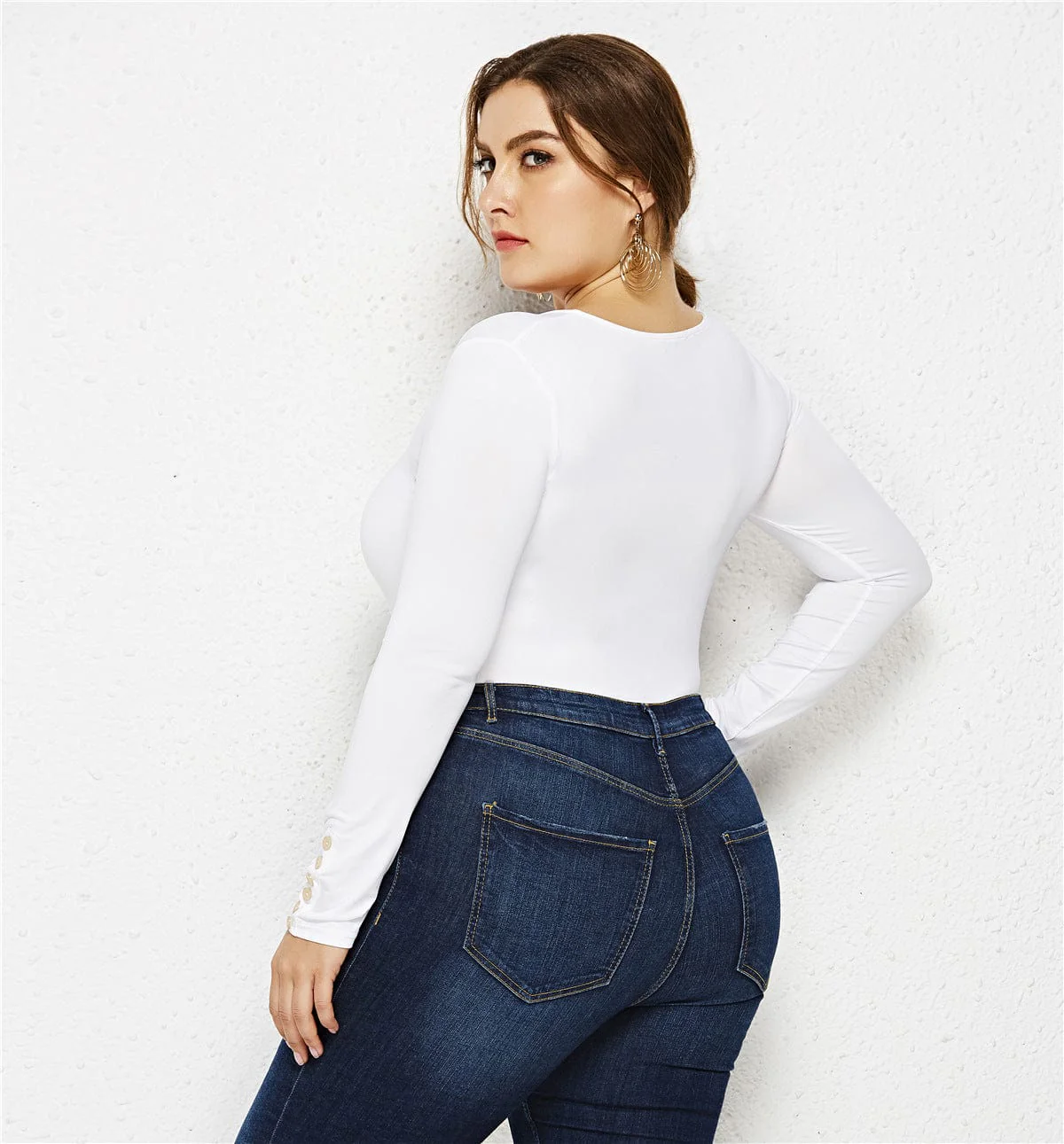 Plus Size Zip Up Scoop Neck Bodysuit - Image 12
