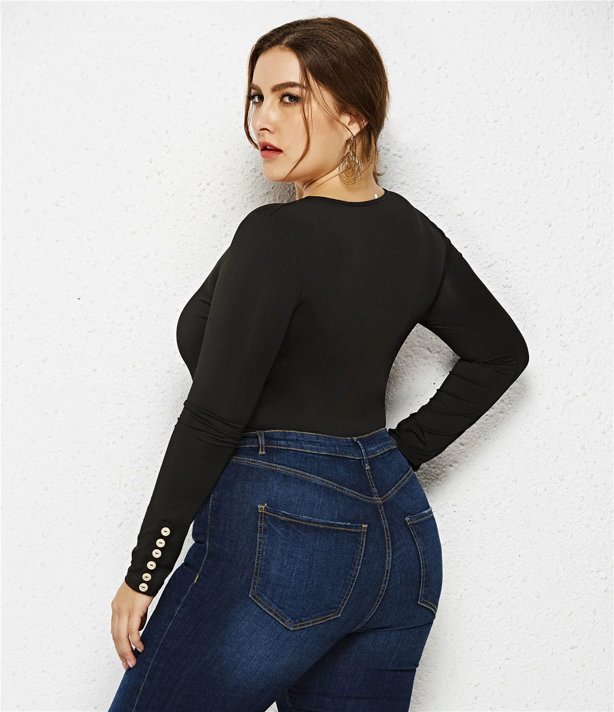Plus Size Zip Up Scoop Neck Bodysuit - Image 5