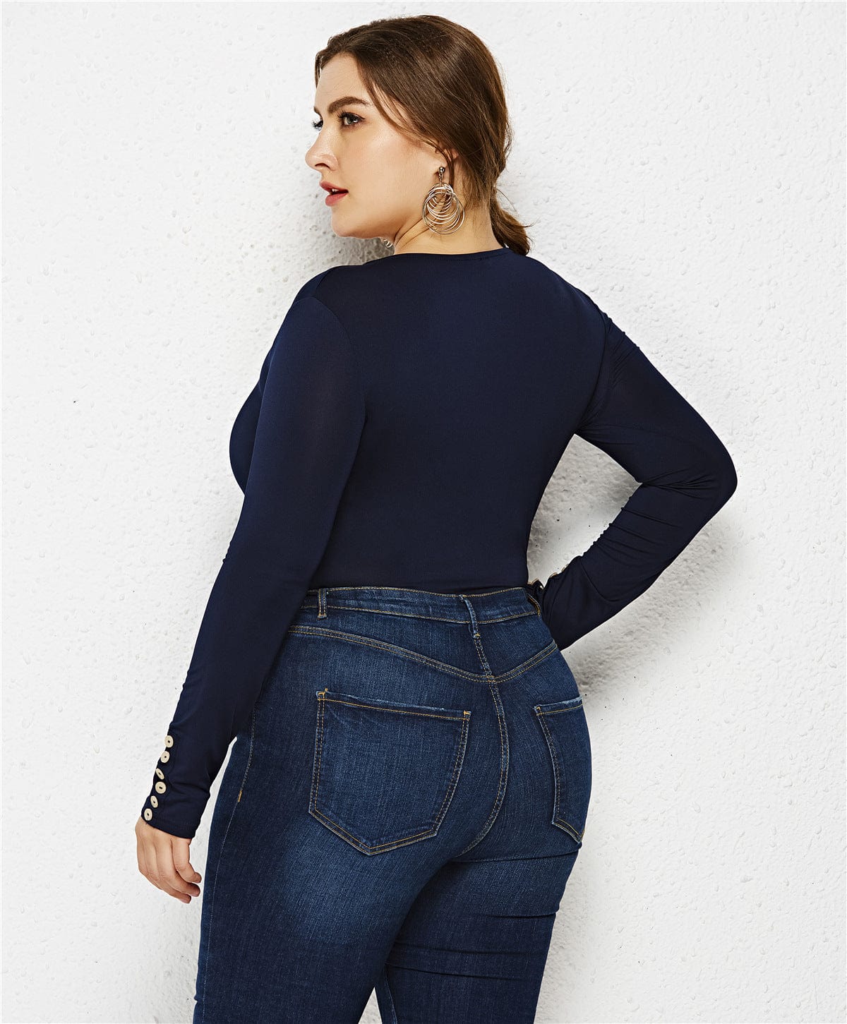 Plus Size Zip Up Scoop Neck Bodysuit - Image 7
