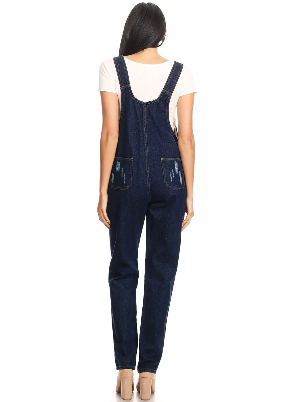 Pocket Denim Tapered Leg Overalls - Image 14