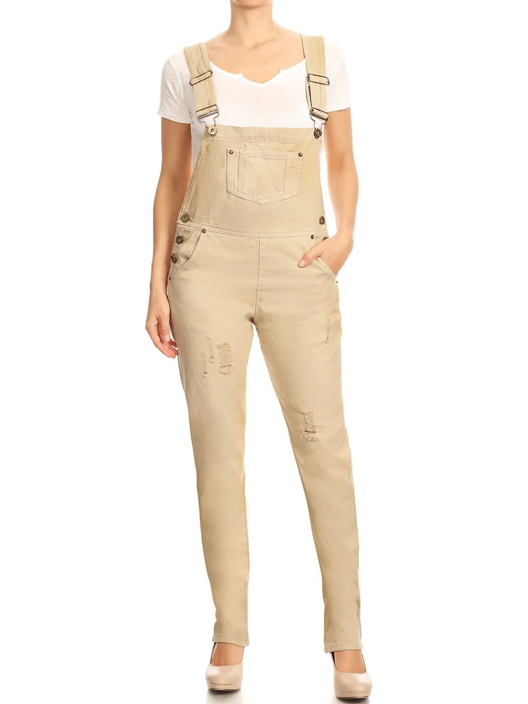 Pocket Denim Tapered Leg Overalls - Image 22