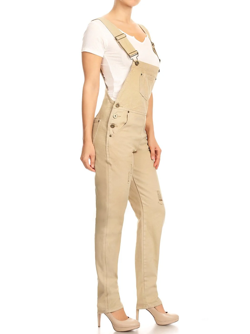 Pocket Denim Tapered Leg Overalls - Image 23