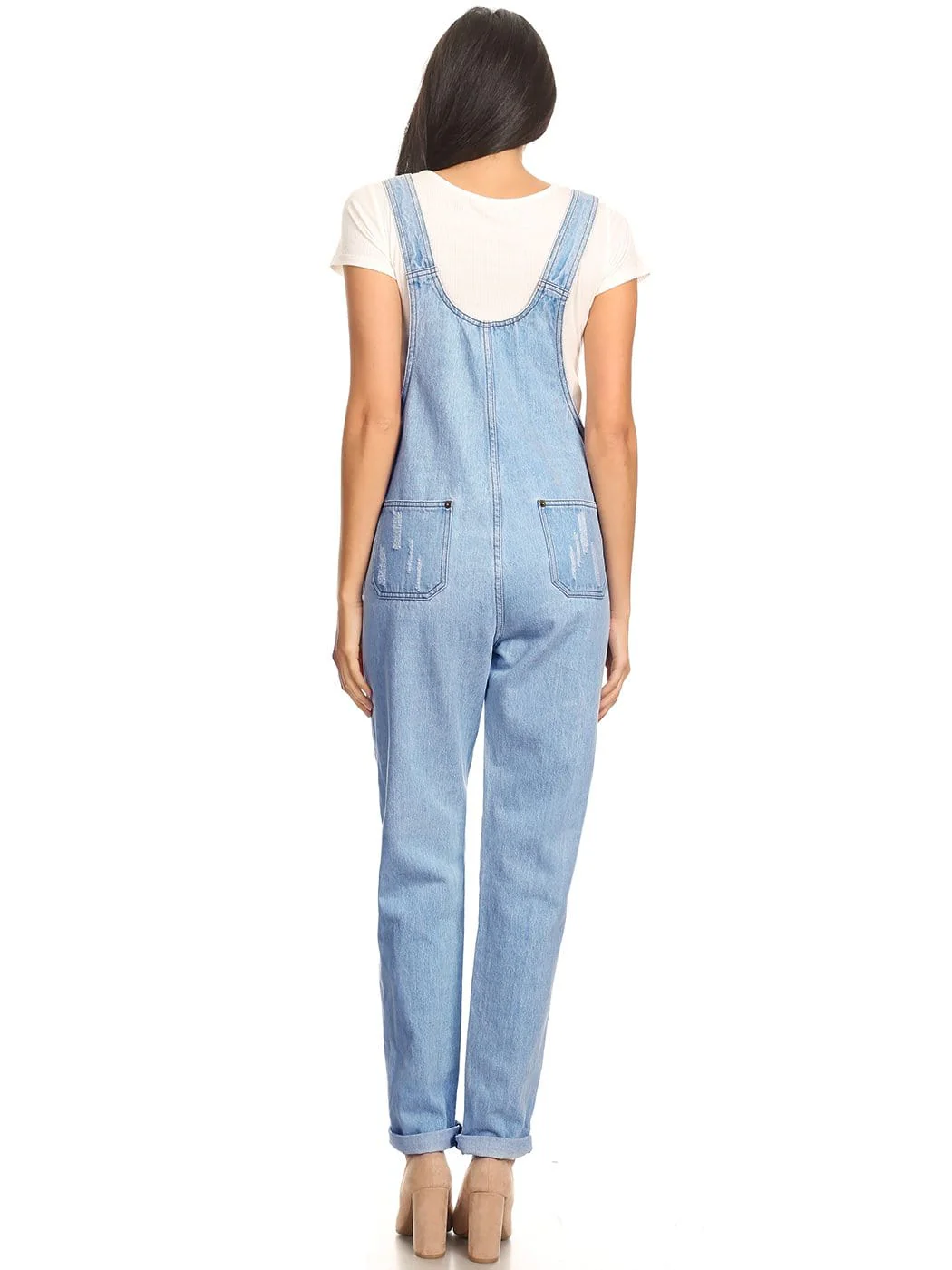 Pocket Denim Tapered Leg Overalls - Image 28