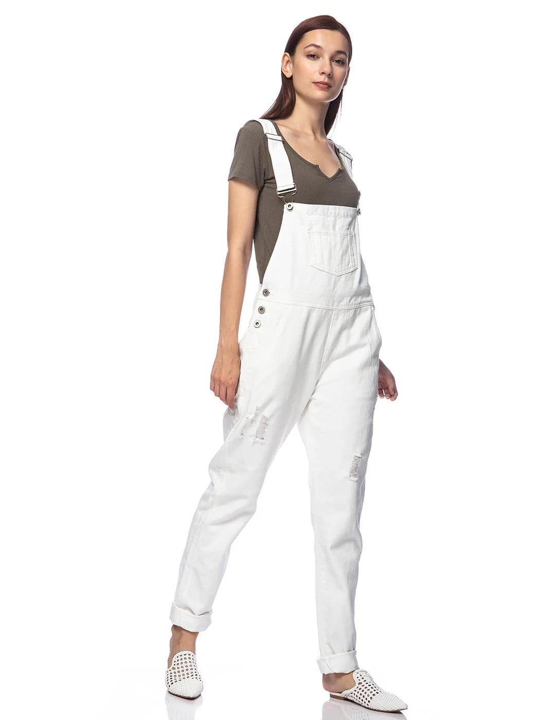Pocket Denim Tapered Leg Overalls - Image 36