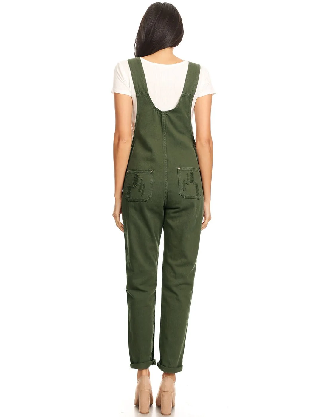 Pocket Denim Tapered Leg Overalls - Image 43