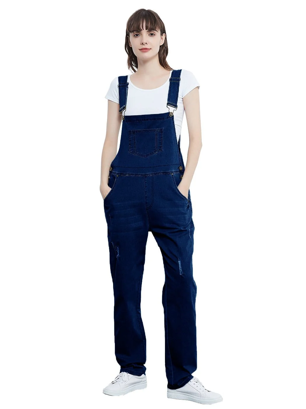 Pocket Denim Tapered Leg Overalls - Image 49