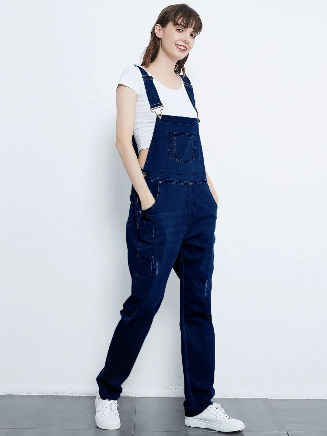 Pocket Denim Tapered Leg Overalls - Image 52