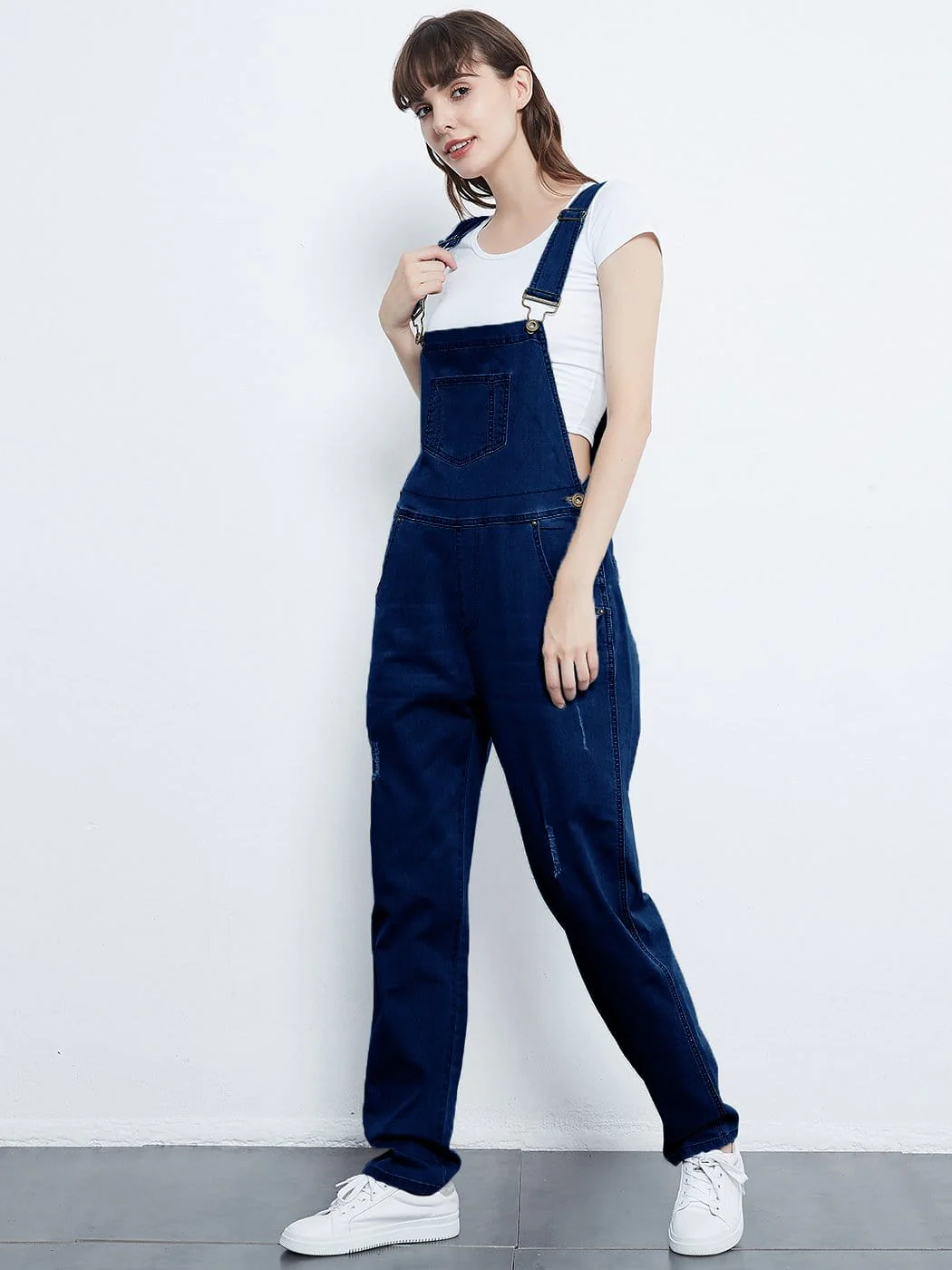 Pocket Denim Tapered Leg Overalls - Image 53