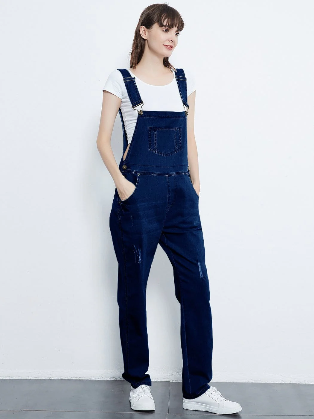 Pocket Denim Tapered Leg Overalls - Image 54
