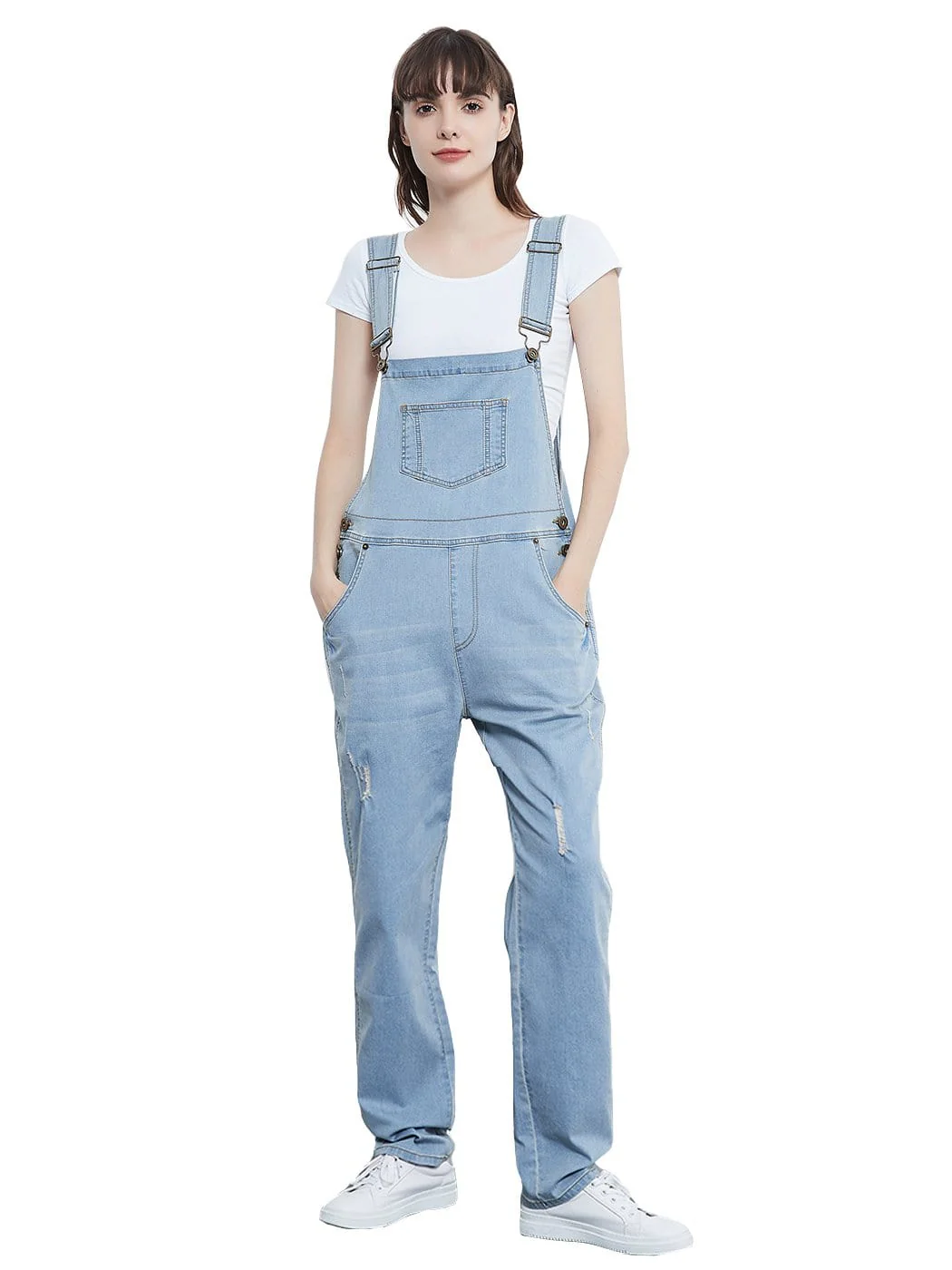 Pocket Denim Tapered Leg Overalls - Image 56