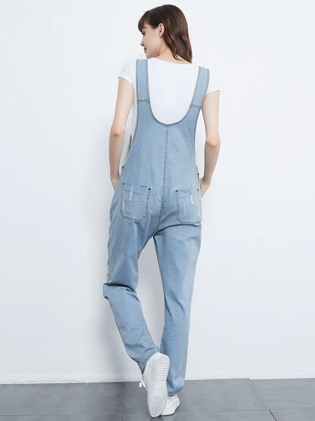 Pocket Denim Tapered Leg Overalls - Image 57