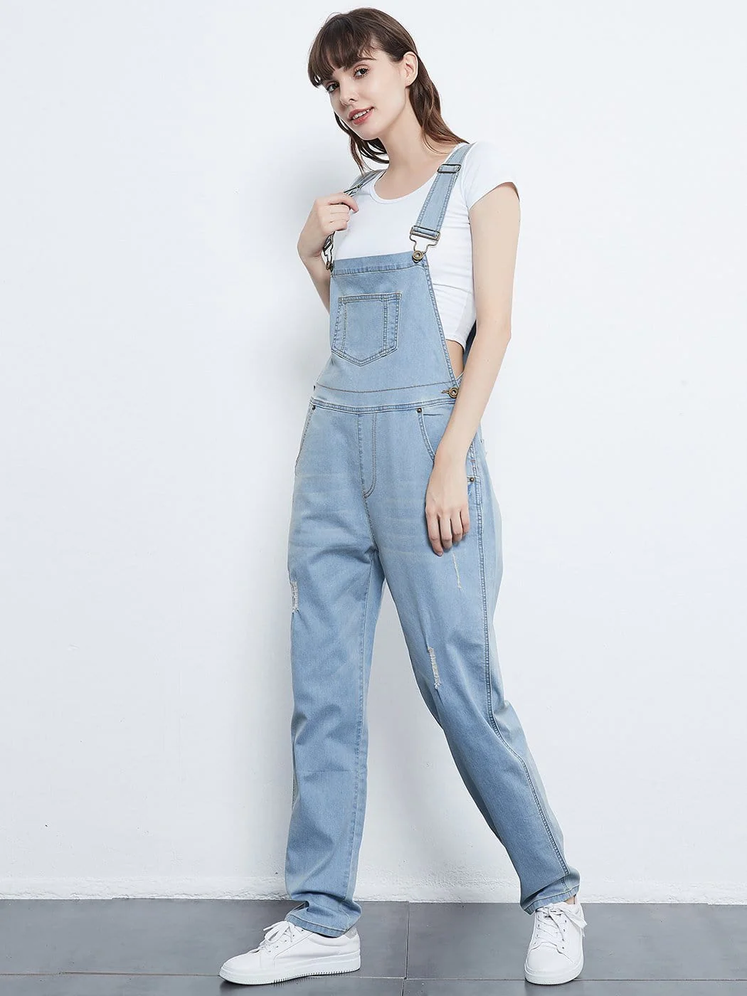 Pocket Denim Tapered Leg Overalls - Image 59