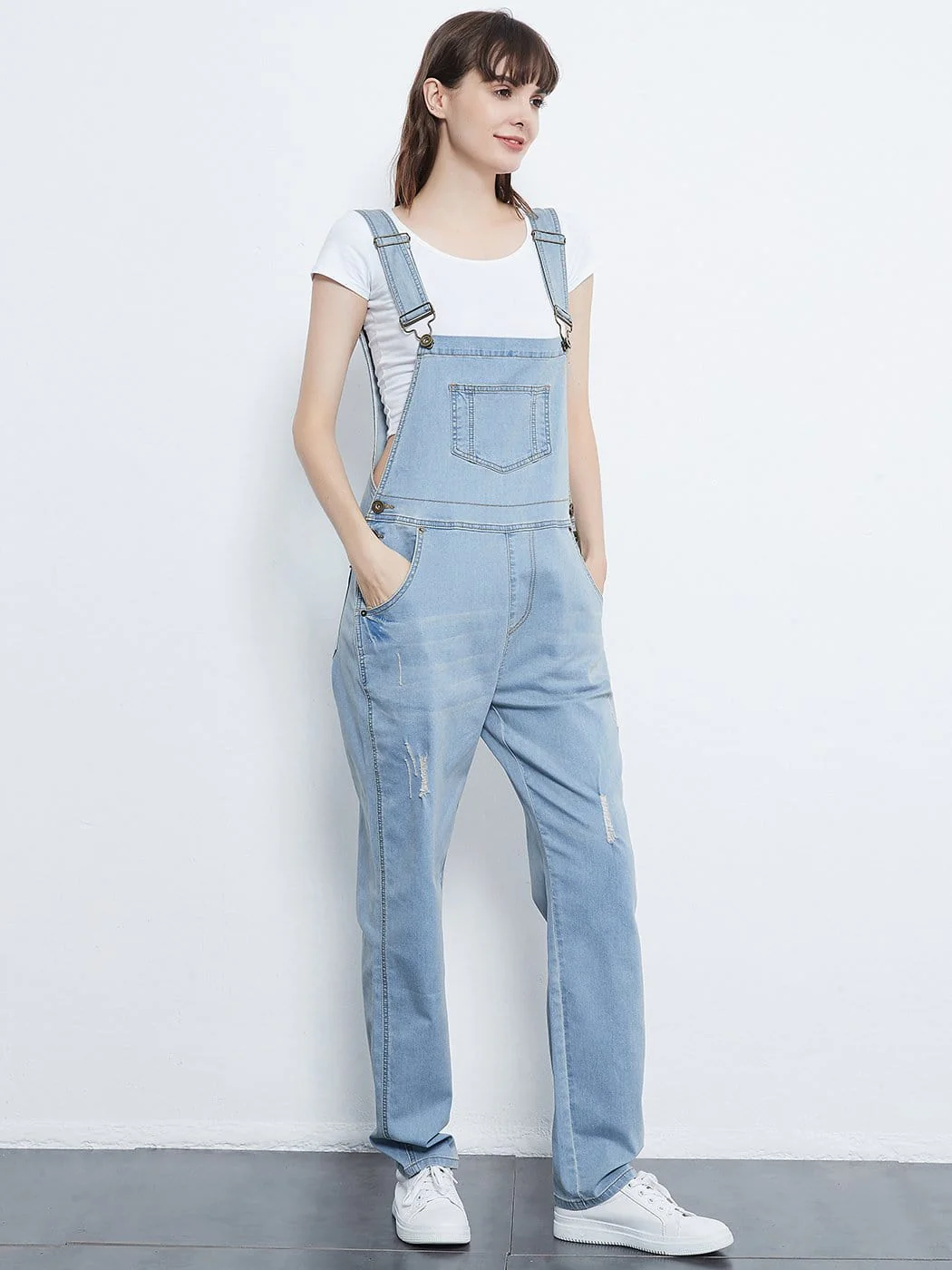 Pocket Denim Tapered Leg Overalls - Image 60