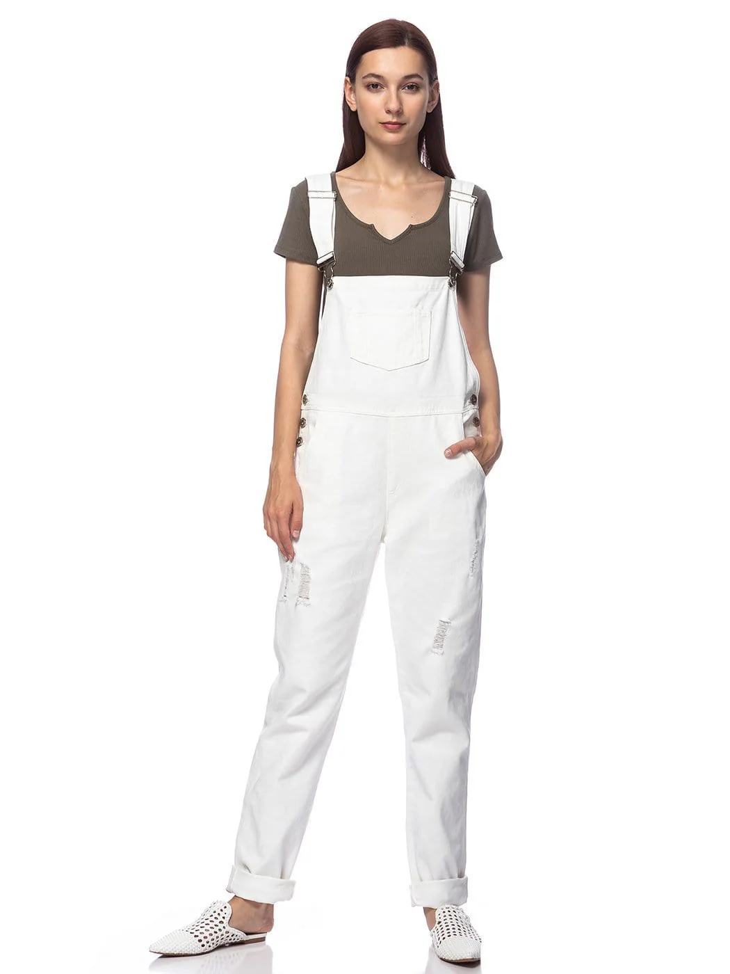 Pocket Denim Tapered Leg Overalls - Image 63