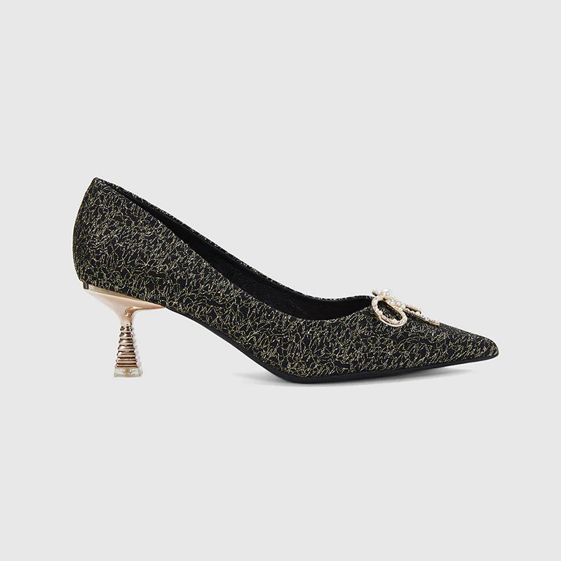Pointed Toe Stiletto Black Pumps - Image 2