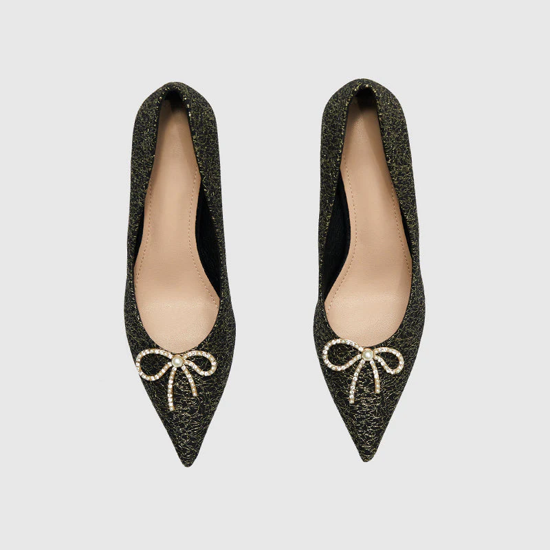 Pointed Toe Stiletto Black Pumps - Image 7
