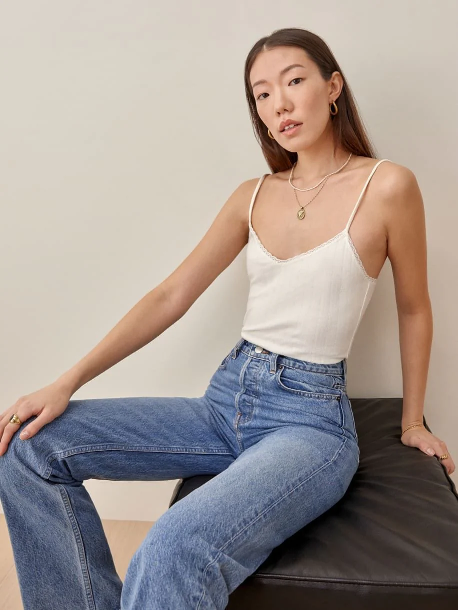 Pointelle Lace Trim Cami Tank - Image 3