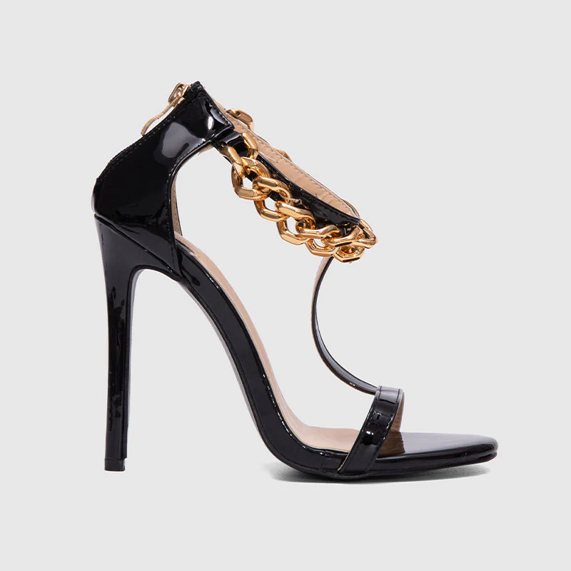 Pointy Toe High Heels Black Sandals - Image 2