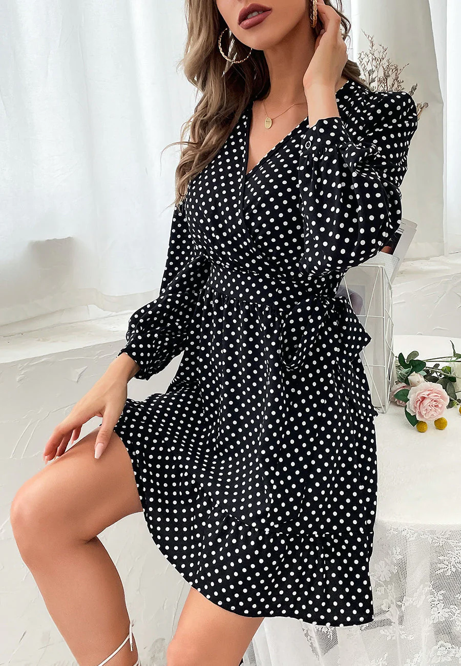 Polka Dot Bishop Sleeve Dress - Image 4