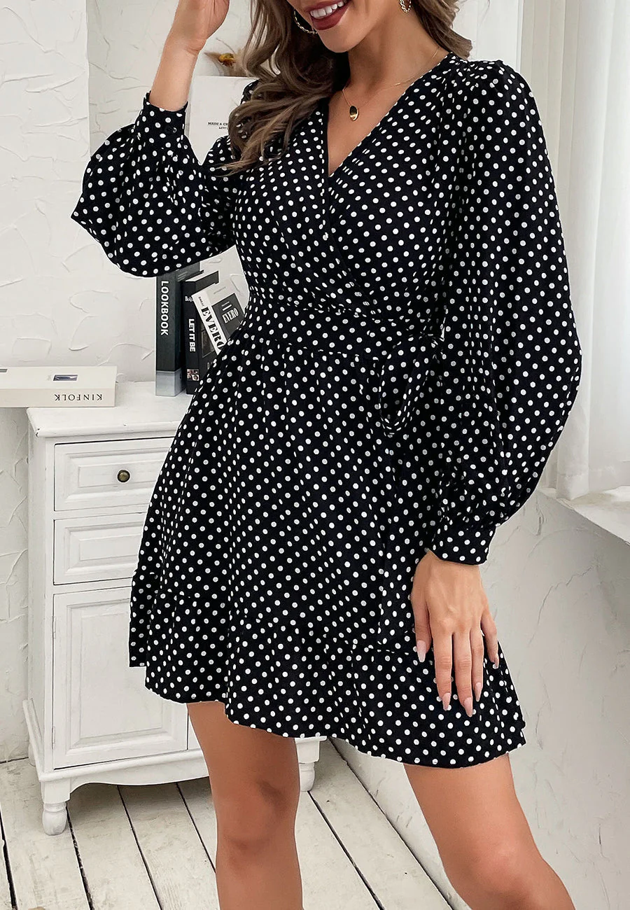 Polka Dot Bishop Sleeve Dress - Image 5