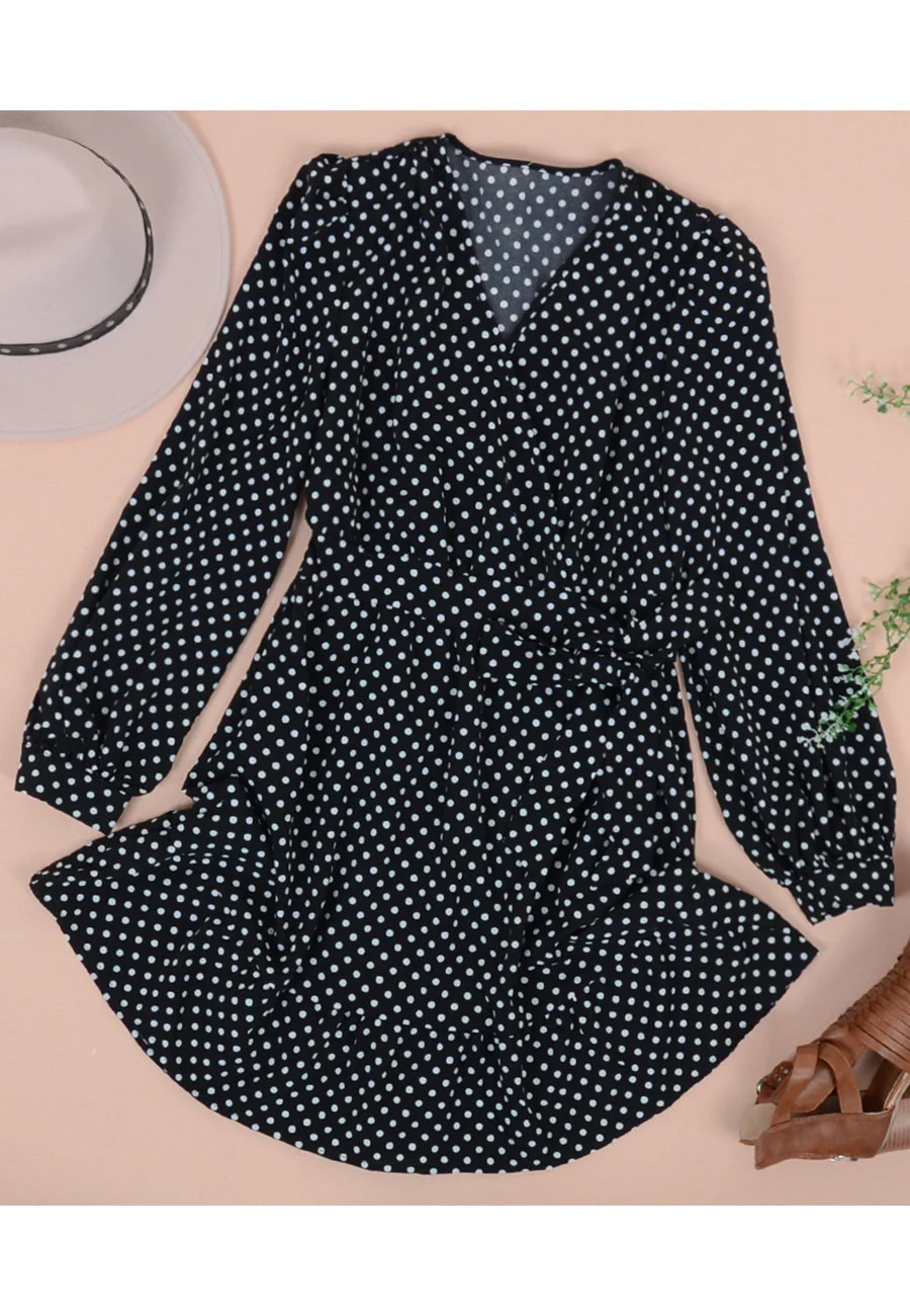 Polka Dot Bishop Sleeve Dress - Image 7