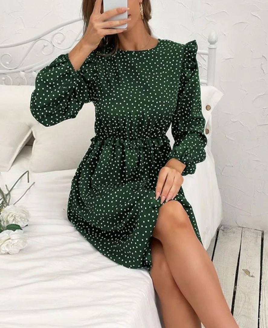Polka Dot Button Back Dress - Image 10