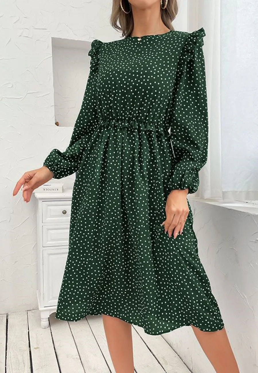Polka Dot Button Back Dress - Image 11