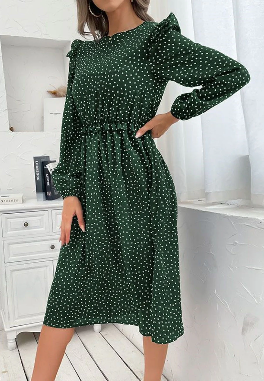 Polka Dot Button Back Dress - Image 12