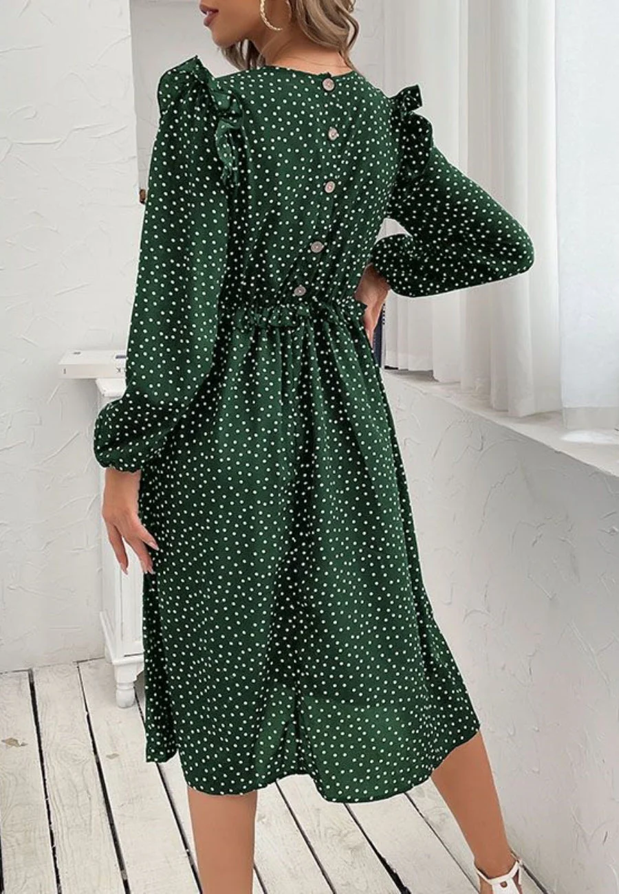 Polka Dot Button Back Dress - Image 13