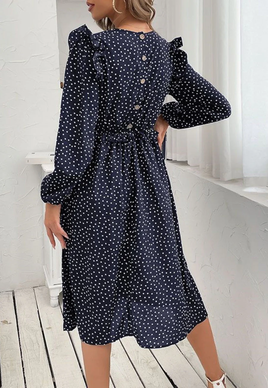 Polka Dot Button Back Dress - Image 16