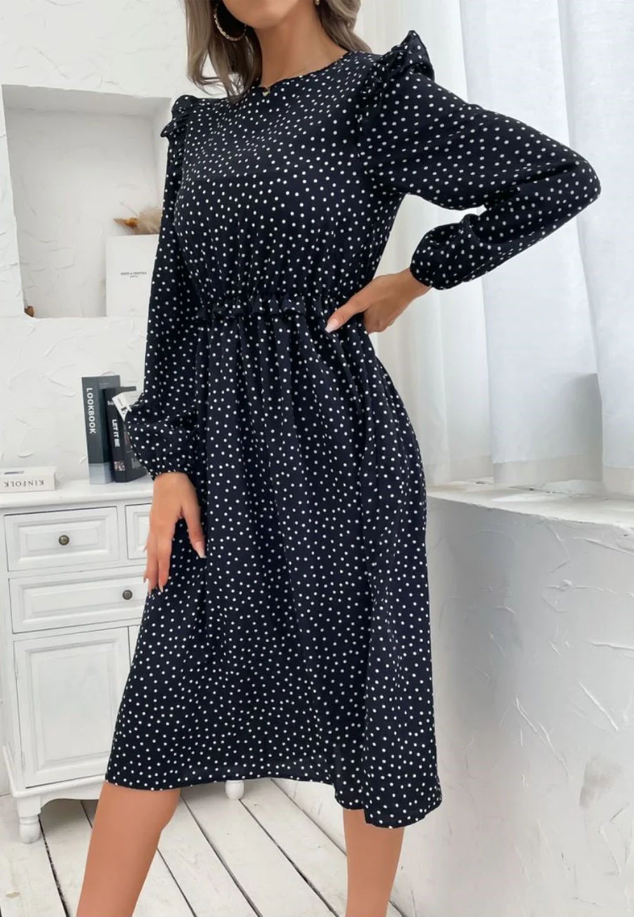 Polka Dot Button Back Dress - Image 3