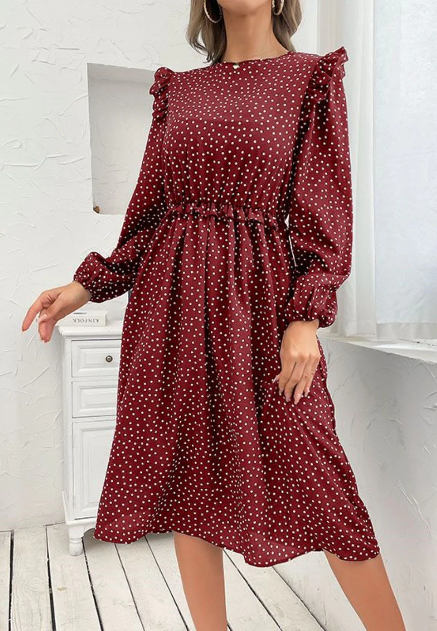 Polka Dot Button Back Dress - Image 5