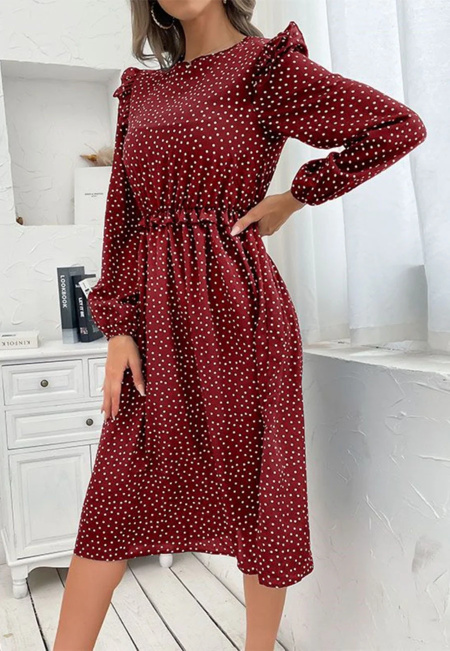Polka Dot Button Back Dress - Image 6