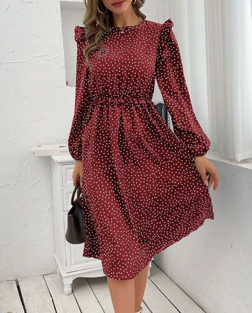 Polka Dot Button Back Dress - Image 7