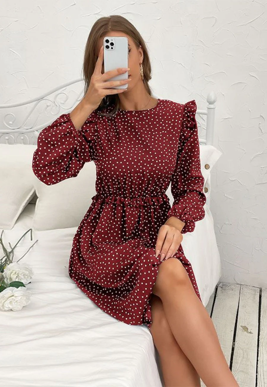 Polka Dot Button Back Dress - Image 8