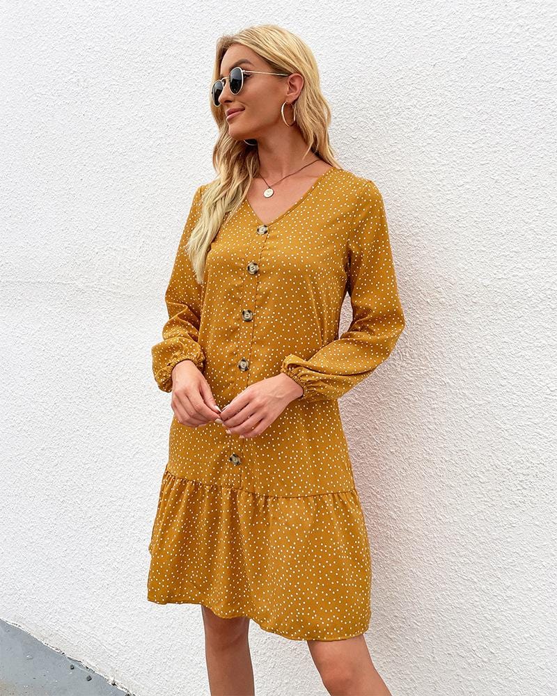 Polka Dot Button Down Dress - Image 3