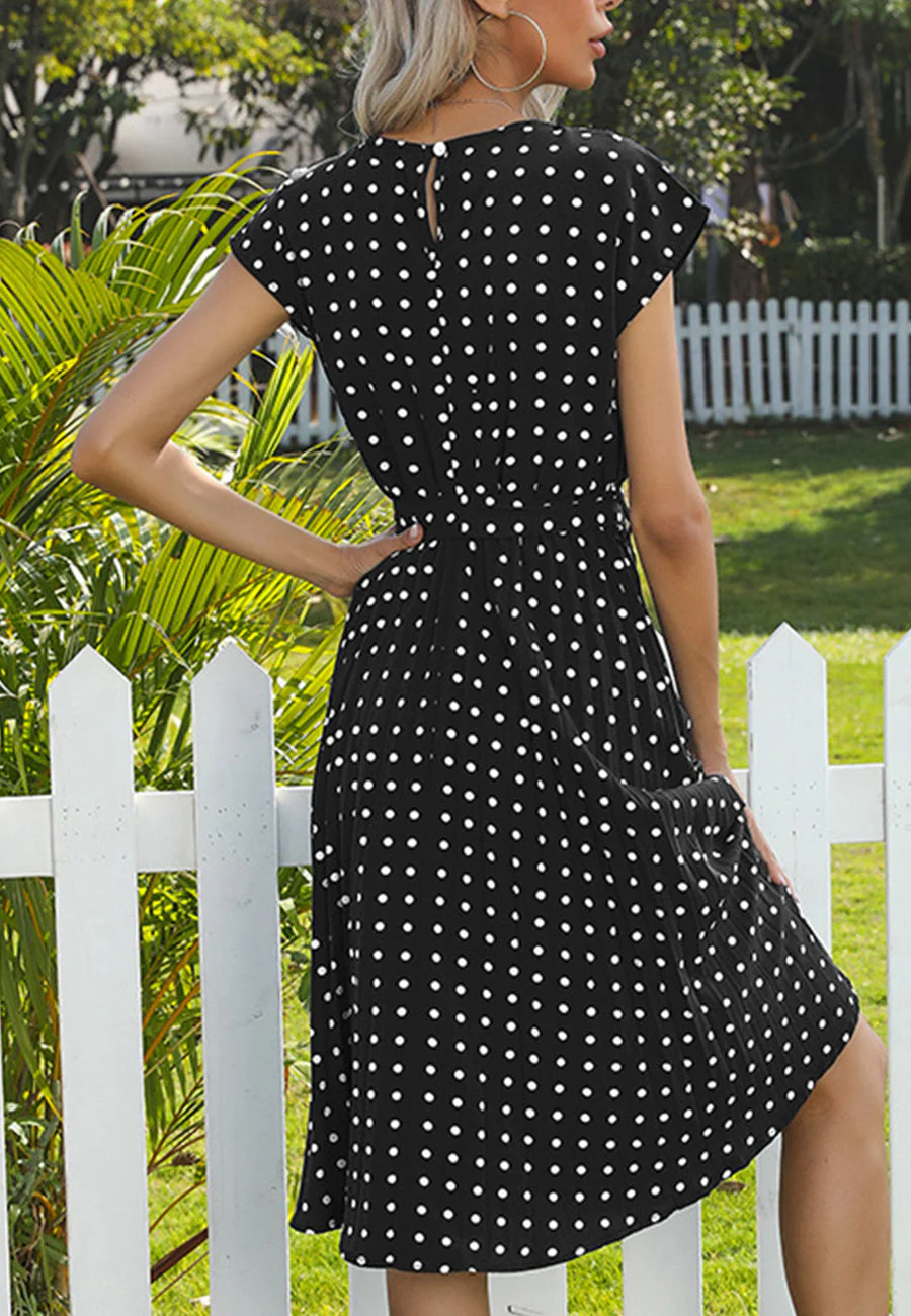 Polka Dot Cap Sleeve Dress - Image 10