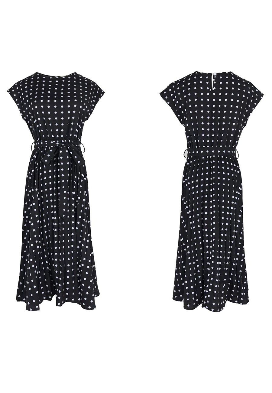 Polka Dot Cap Sleeve Dress - Image 11
