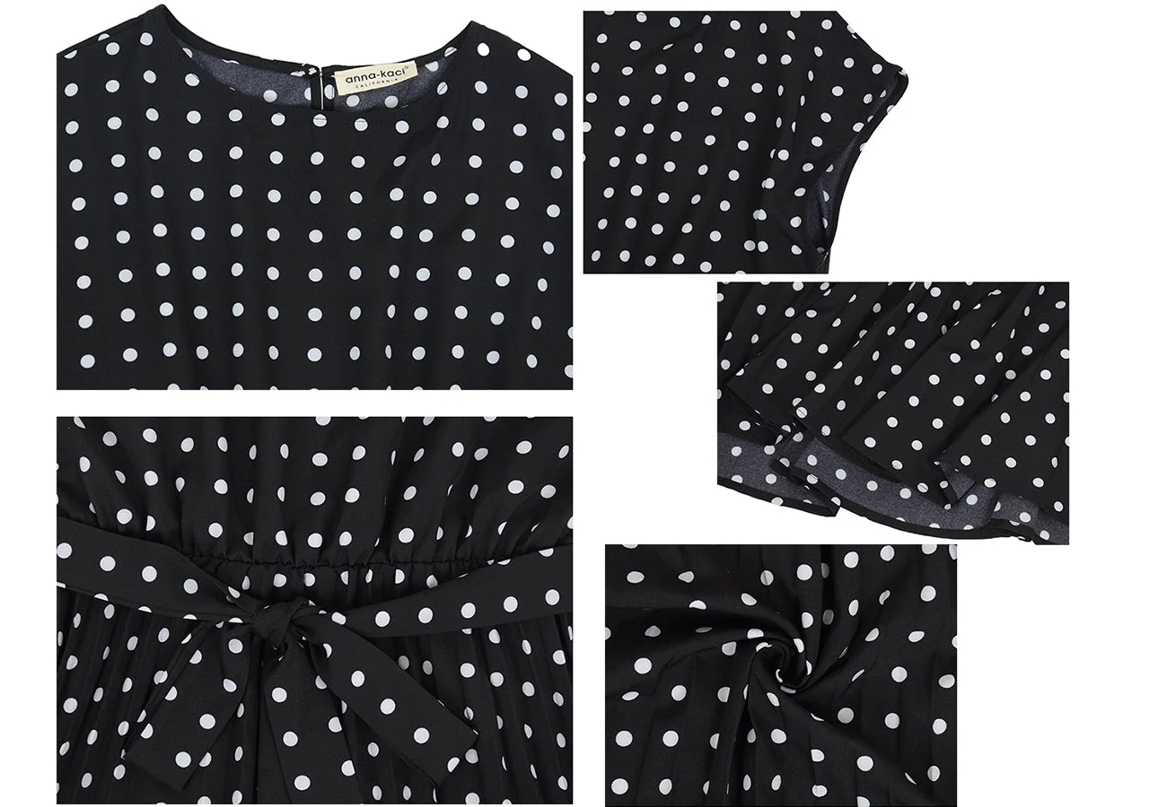 Polka Dot Cap Sleeve Dress - Image 12