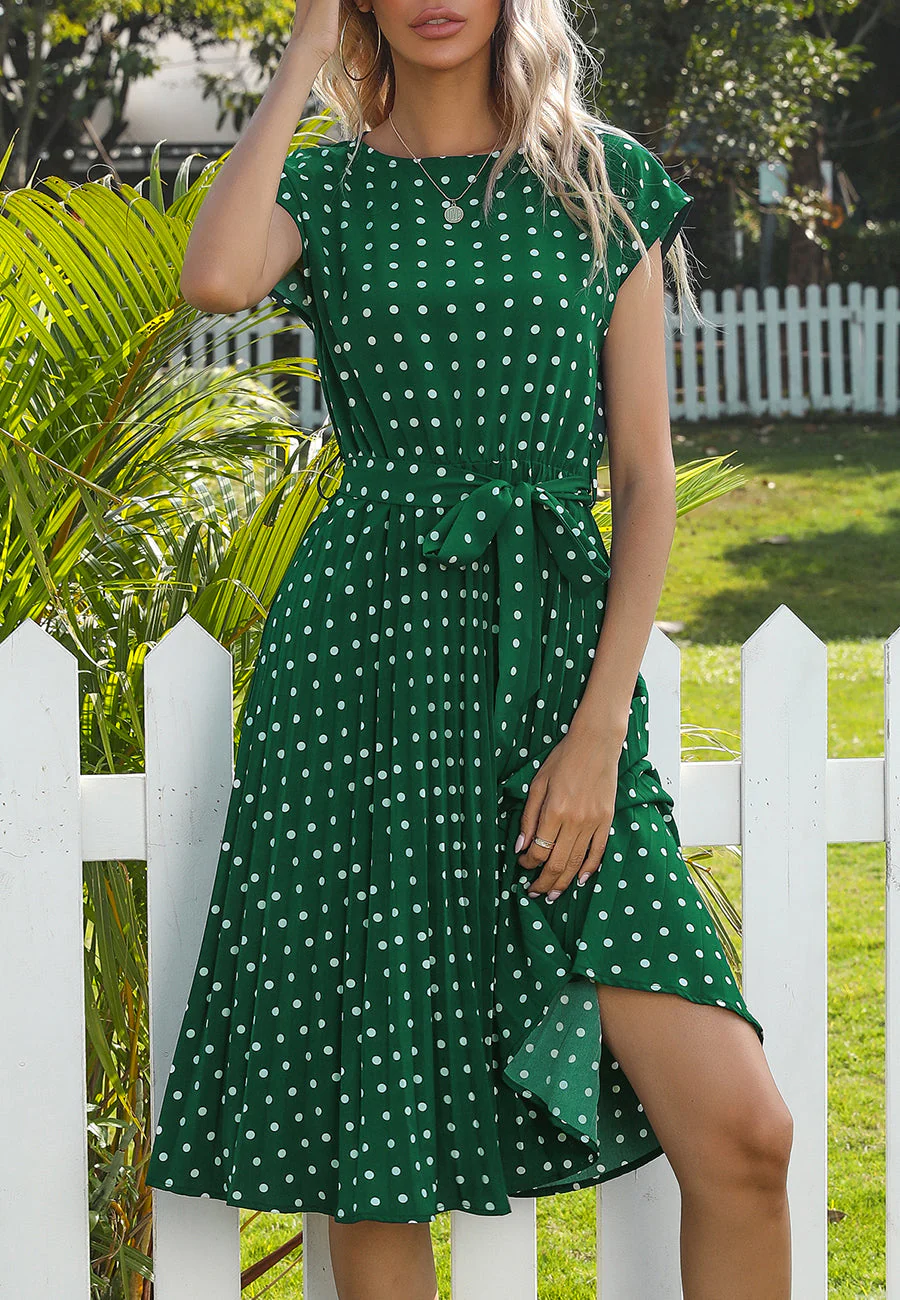 Polka Dot Cap Sleeve Dress - Image 14