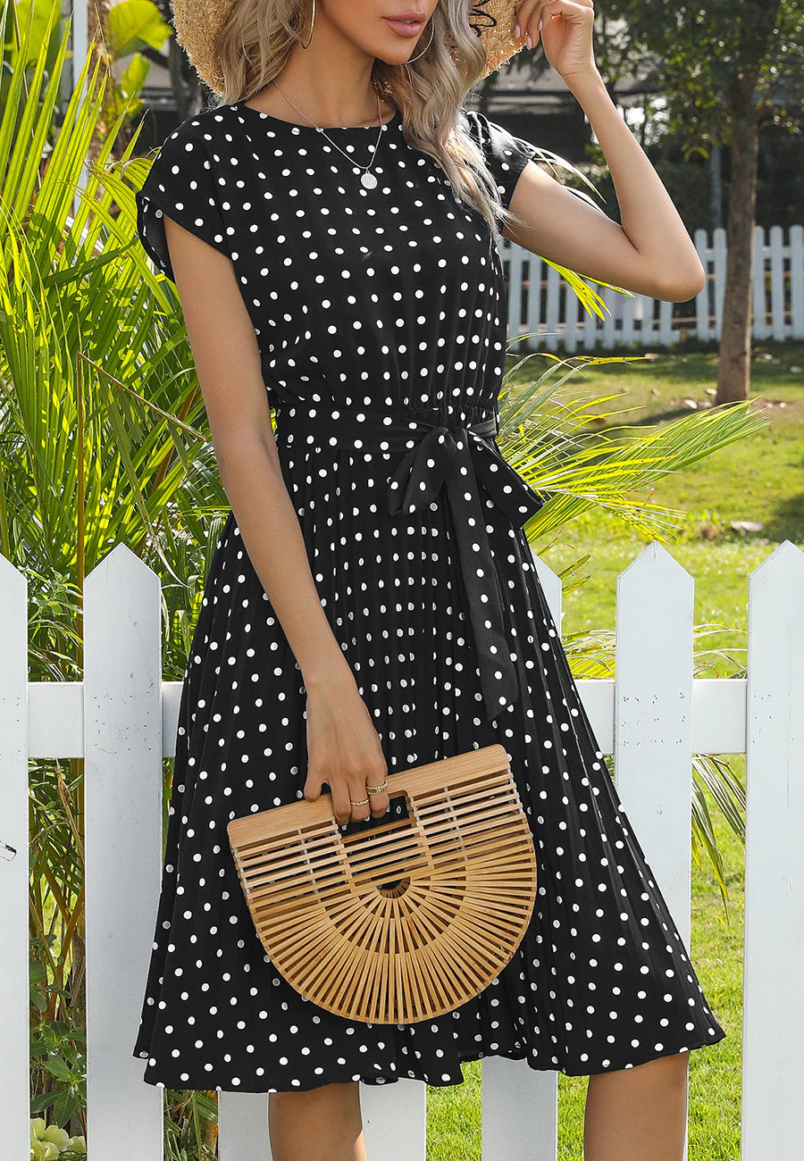 Polka Dot Cap Sleeve Dress - Image 2