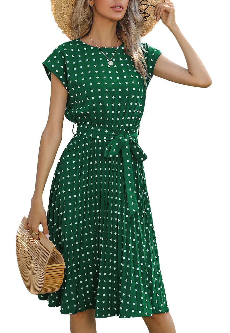 Polka Dot Cap Sleeve Dress - Image 20