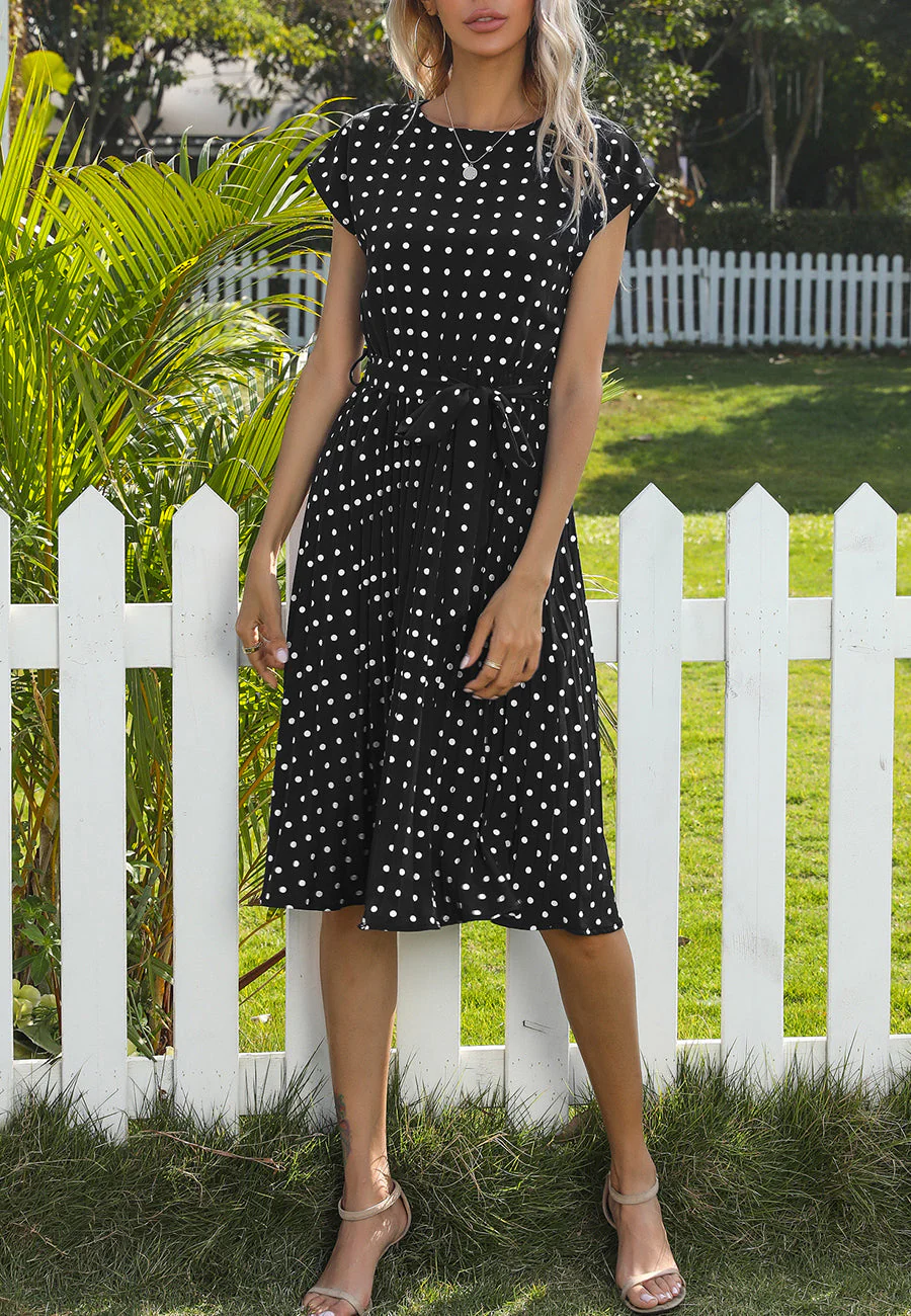 Polka Dot Cap Sleeve Dress - Image 4